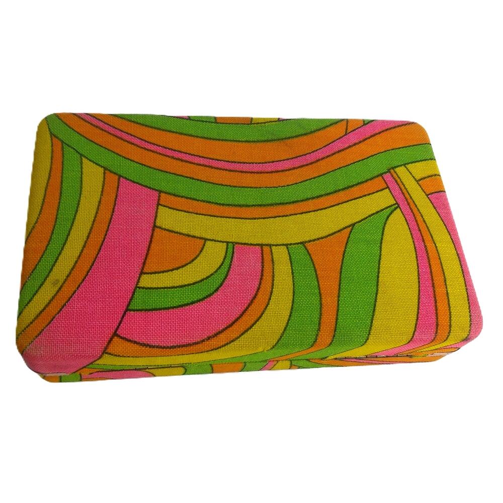 Vintage Jewelry Case Fabric Cover Retro Psychedelic Pop Art